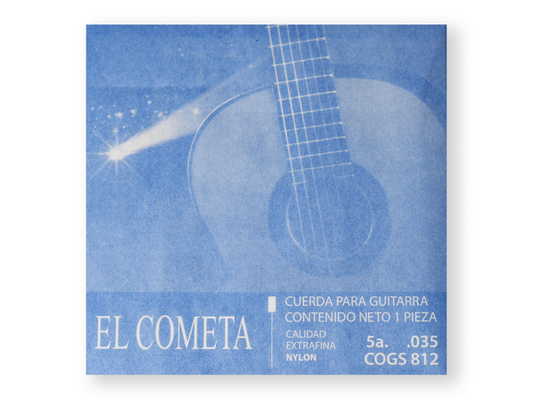 Paquete de 6 Cuerdas el Cometa para Guitarra Clasica, 5a., Entorchado Cobre Plata sobre Nylon con Borla