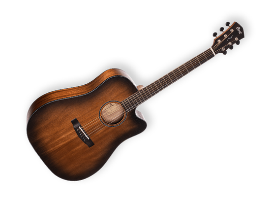 Cort CORE-DC AMH OPBB — Guitarra Electroacustica Cort Caoba Mate/Sombreado Negro Con Estuche