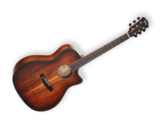Cort CORE-GA ABW OPLB — Guitarra Electroacustica Cort Palo Negro Mate/Sombreado Cafe Con Estuche
