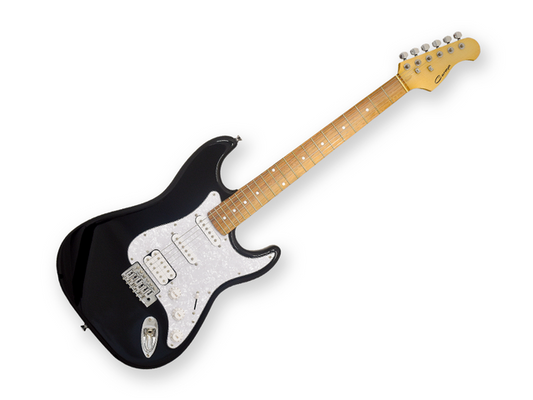 Caraya E-211 BK — Guitarra Electrica Caraya, Negra Con Funda Y Tahali