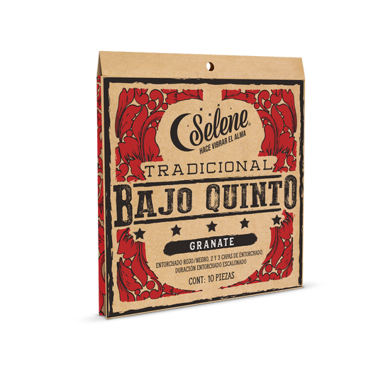 Juego de Cuerdas Selene Bajo Quinto Entorchado Granate Rojo/Negro GRBQ
