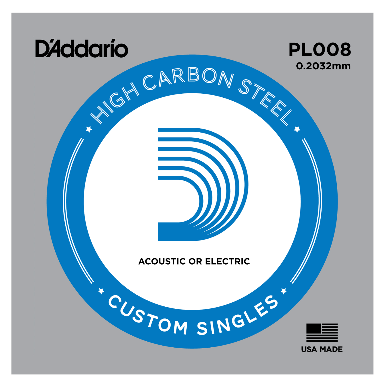 Cuerda Suelta D'Addario Guitarra Eléctrica/Acústica Custom .08 PL008