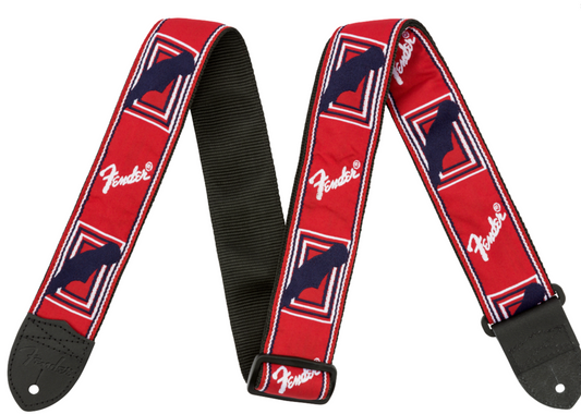 Correa Fender Monogrammed Rojo, Blanco y Azul