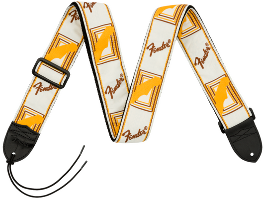 Correa Fender Monogrammed Blanco, Marrón y Amarillo