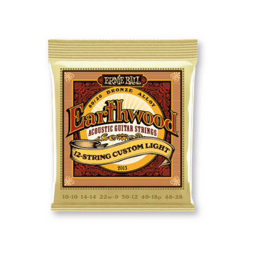 Encordadura Ernie Ball Earthwood Custom Light para Guitarra Acústica de 12 Cuerdas