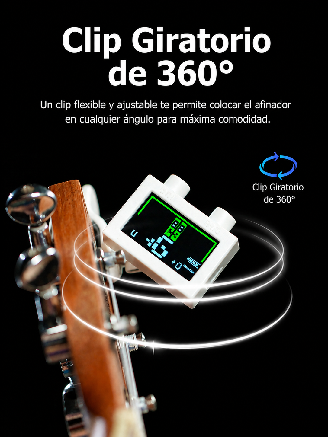 Afinador Digital Cromatico Guit bajo Uku Amarillo Cherub