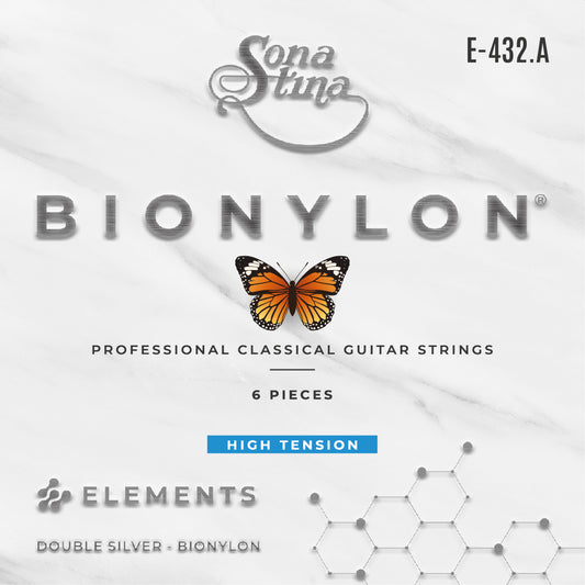 Encordadura Bionylon Entorchado Doble Plata Tensión Alta E-432A