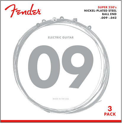Encordadura Fender Guitarra Eléctrica 250L NPS Ball End .009-.042 3-Pack