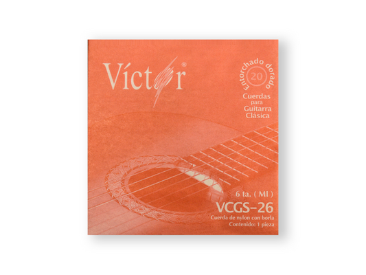 Paquete 6 Cuerdas Guitarra Clásica Victor Entorchado Dorado 6a