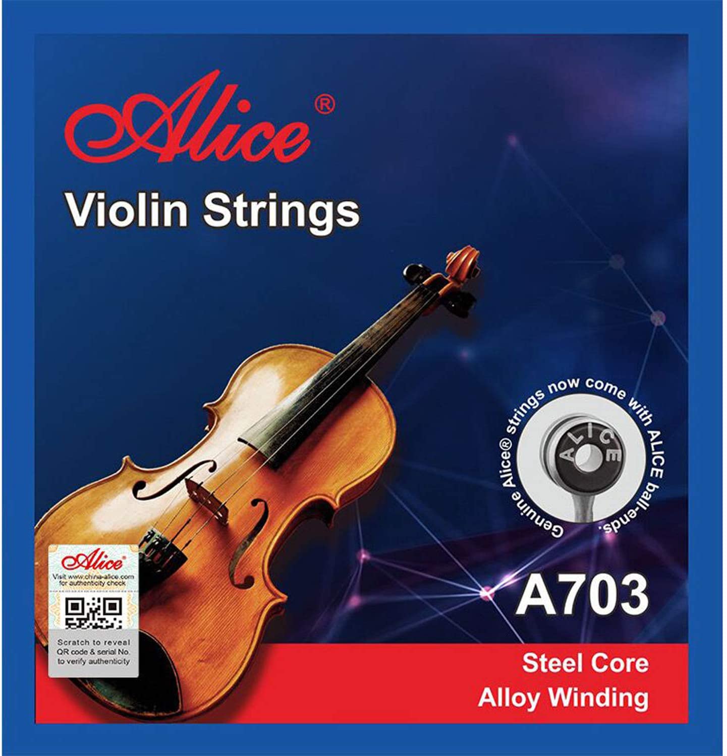 Cuerda Suelta 3a D (Re) Alice para Violín 4/4 Paquete 10