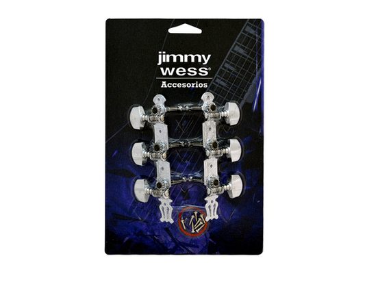 Maquinaria Jimmy Wess para Guitarra Acustica 3+3 Niquelada (perno y Boton Metal)