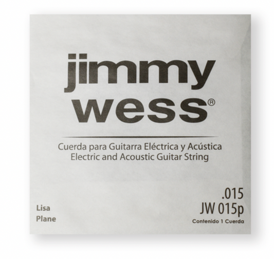 Paquete 6 Cuerdas Jimmy Wess Guitarra Acústica o Eléctrica 2a Acero .015
