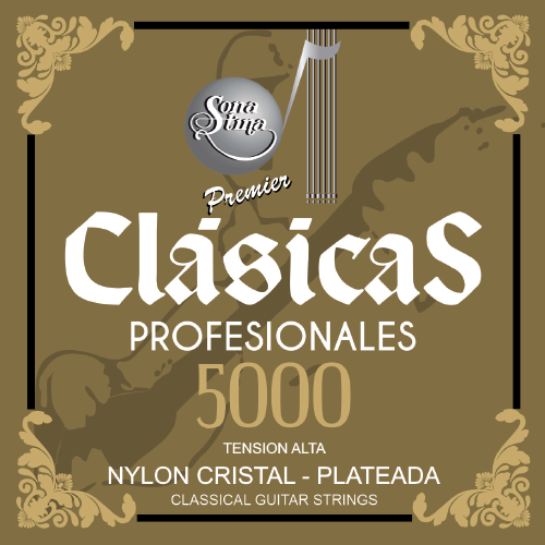Juego de Cuerdas Sonatina 5000 Nylon Cristal Entorchado Plateado Tensión Alta