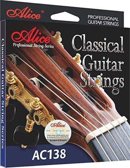 Juego de Cuerdas Guitarra Clásica Alice Nylon Plata Tensión Normal