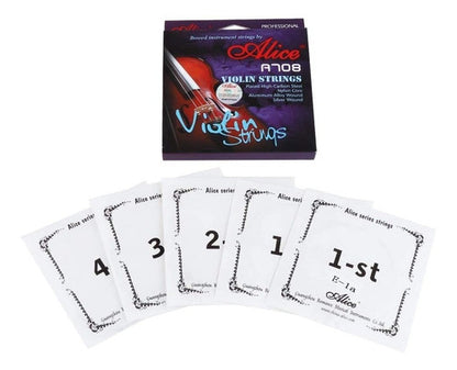 Juego de Cuerdas Alice Violín 4/4 Acero Entorchado Plata A708