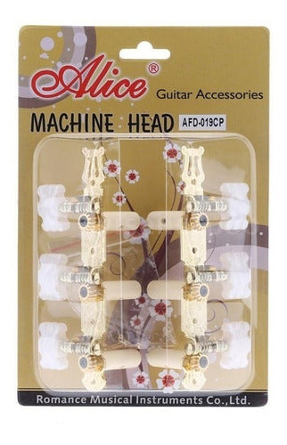 Maquinaria P/guitarra Clasica Dorada Lira Clavija Flor Alice ⌘ Afd-019c