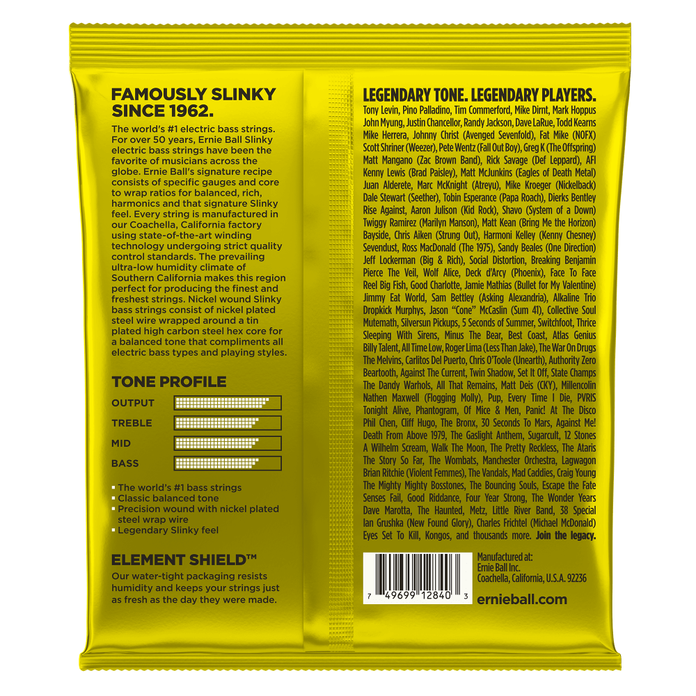 Encordadura Ernie Ball Beefy Slinky para bajo Electrico 4 Cdas 65-130 2840
