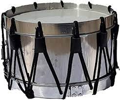 Tambor Banda de Guerra Reglamentario Aros de Aluminio Parche Sintético Acero Inoxidable 15"