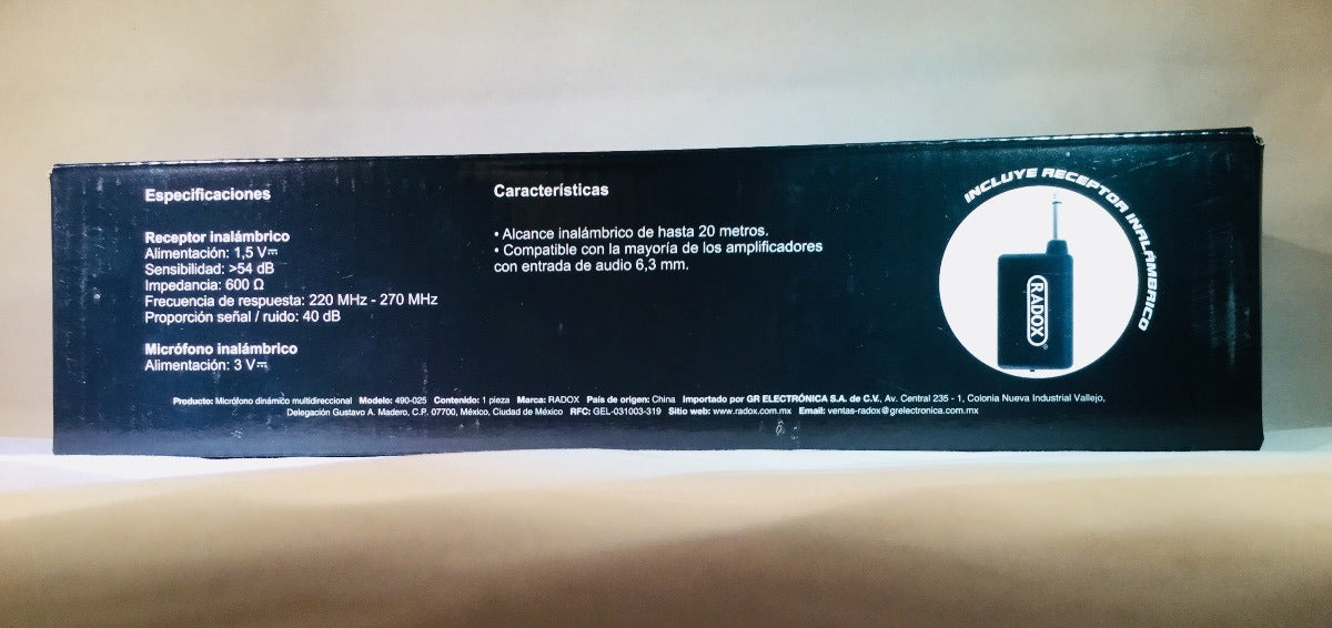 Microfono Dinamico Multidireccional Inalambrico Marca Radox Mod: